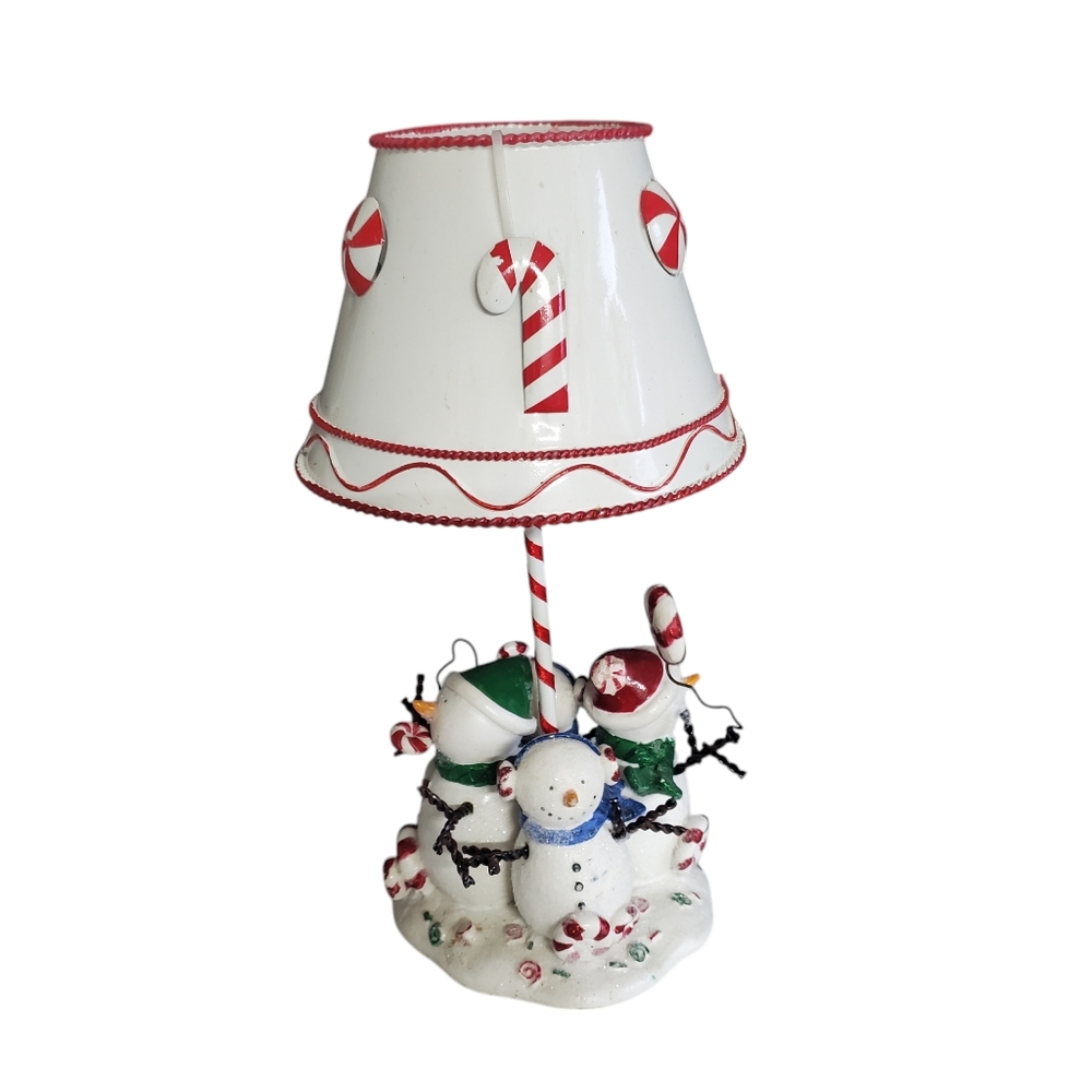 Tea Light Candle Holder Snowman Lamp Peppermints